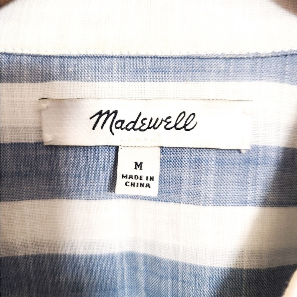 Madewell Blue & White Striped OVERSIZED Button Down Top - Picture 6 of 7